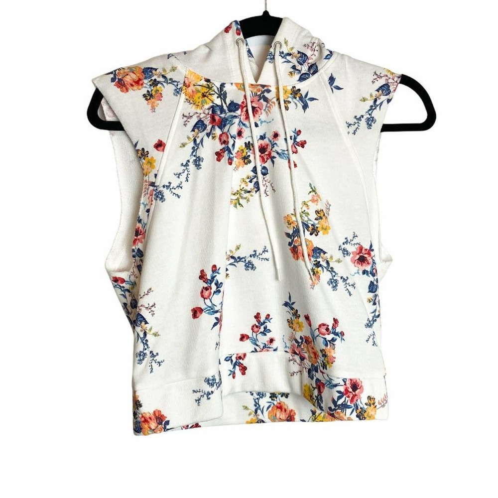 Material Girl Juniors White Floral Sleeveless Hoodie Top